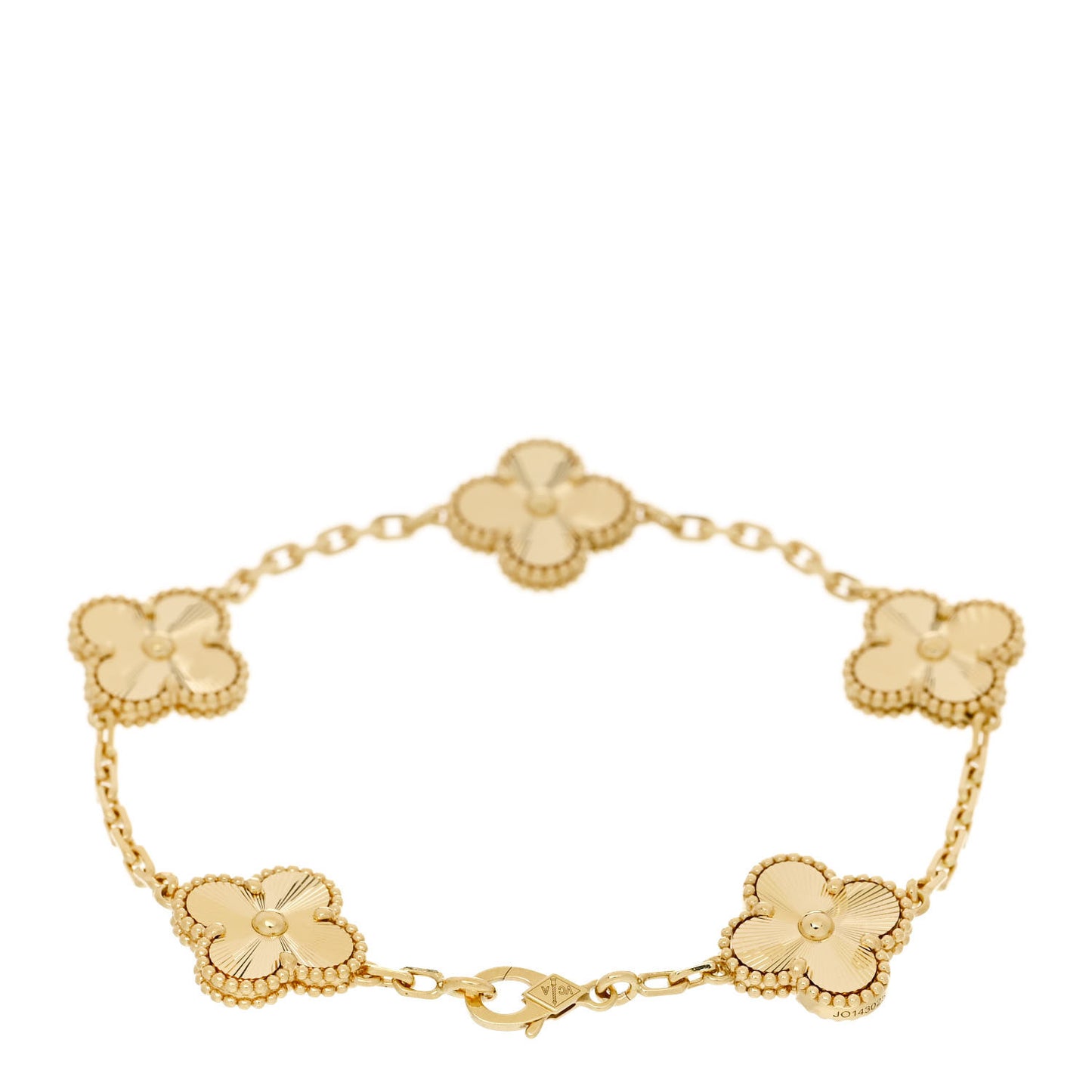 18K Yellow Gold 5 Motifs Guilloche Vintage Alhambra Bracelet