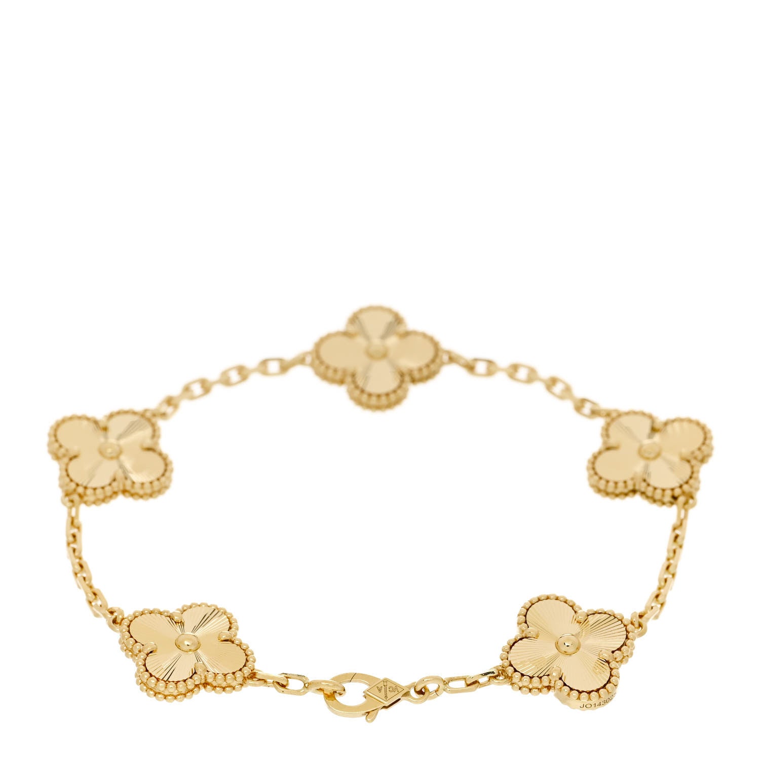 Van Cleef & Arpels 18K Yellow Gold 5 Motifs Guilloche Vintage Alhambra Bracelet 2 of 5