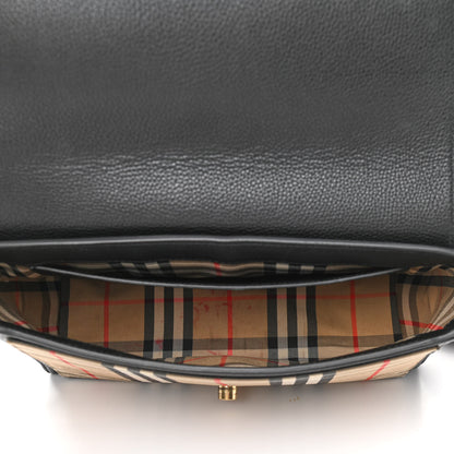 Burberry Grainy Calfskin Vintage Check Note Crossbody Bag Black 5 of 11