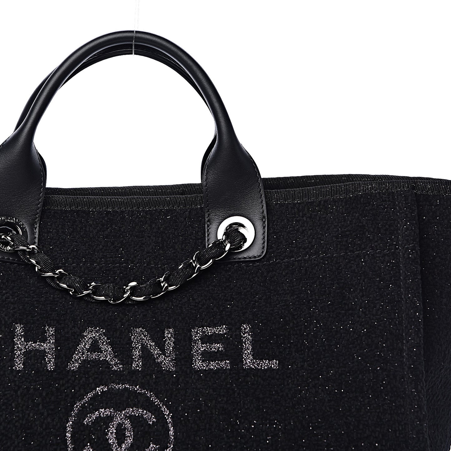 Lurex Boucle Medium Deauville Tote Black