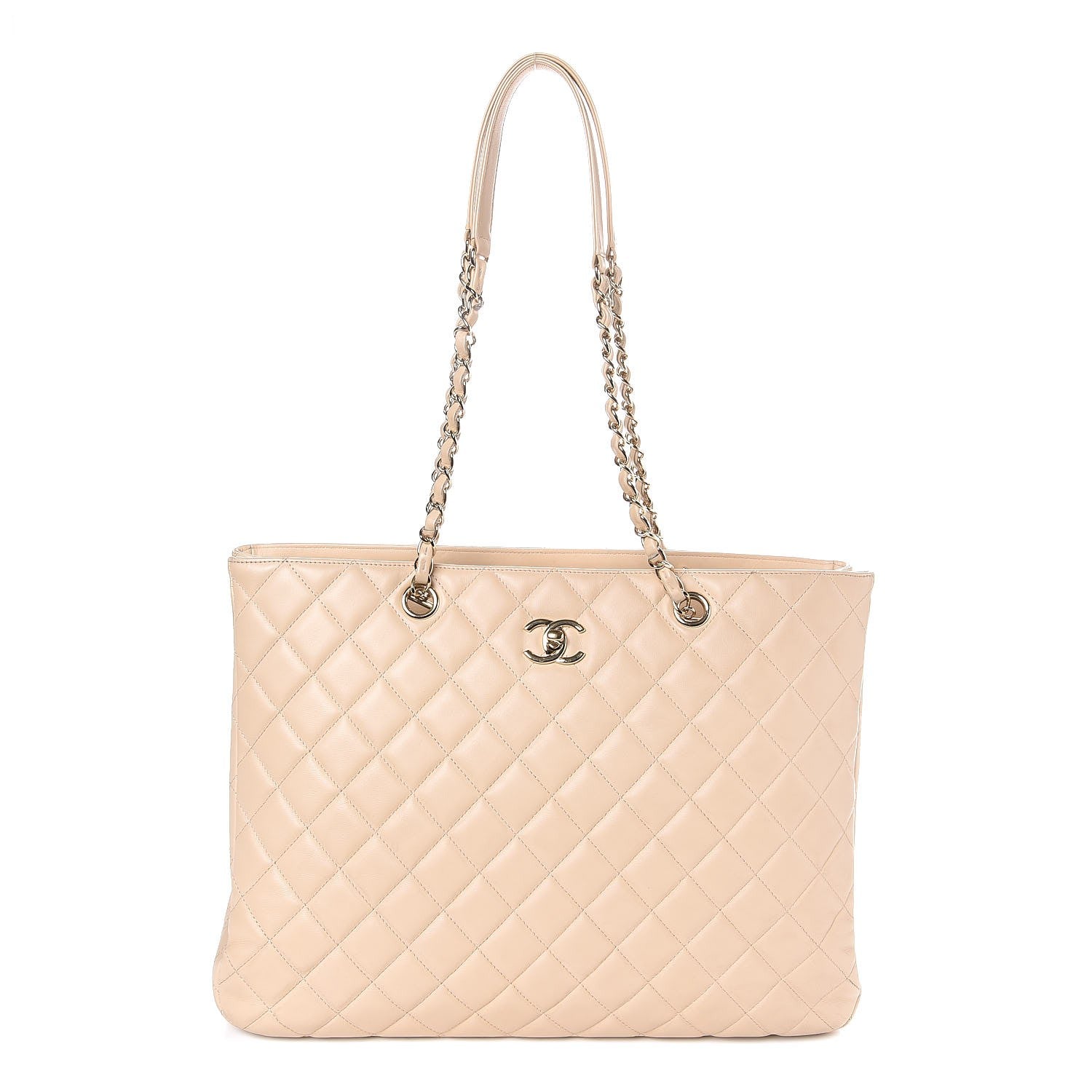 Chanel Calfskin Quilted Large CC Shopping Tote Beige 1 of 7