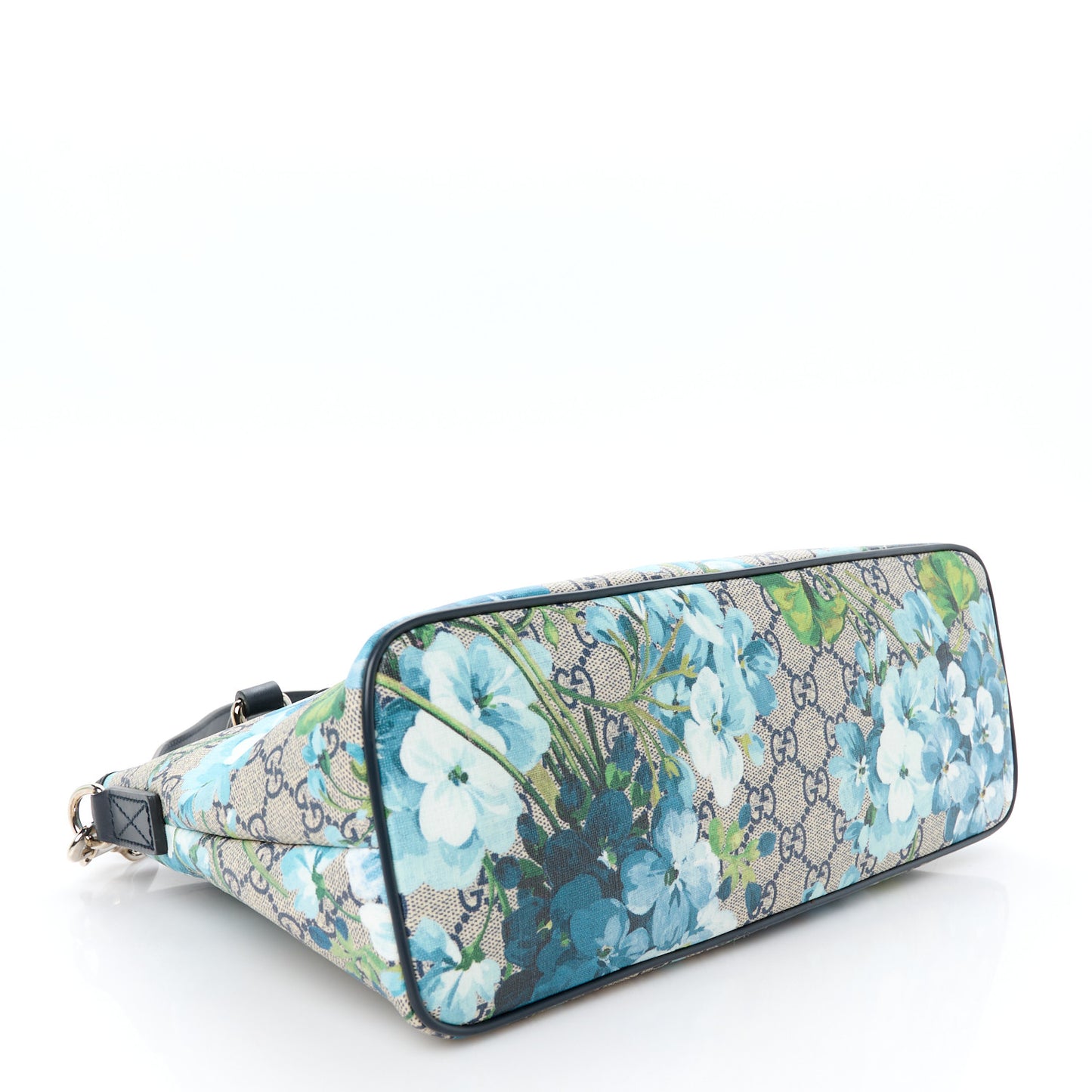 GG Supreme Monogram Blooms Small Zippered Tote Blue