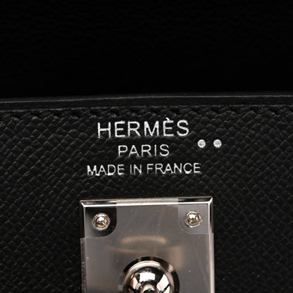 Hermes Madame Calfskin Shiny Niloticus Crocodile Kelly Sellier Touch 25 Black 6 of 14