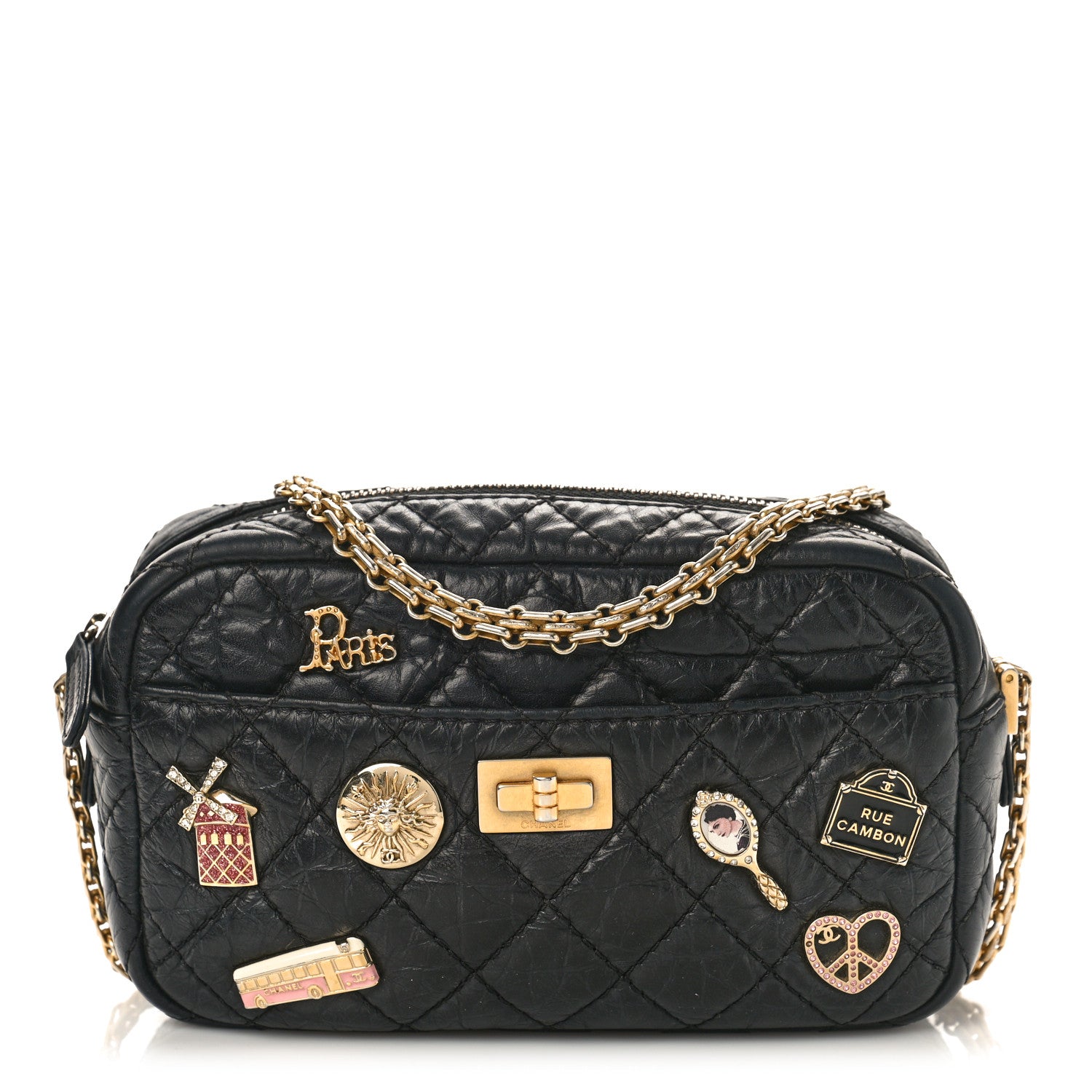 Chanel Aged Calfskin Quilted Mini Lucky Charm Reissue Camera Case Black 1 of 10