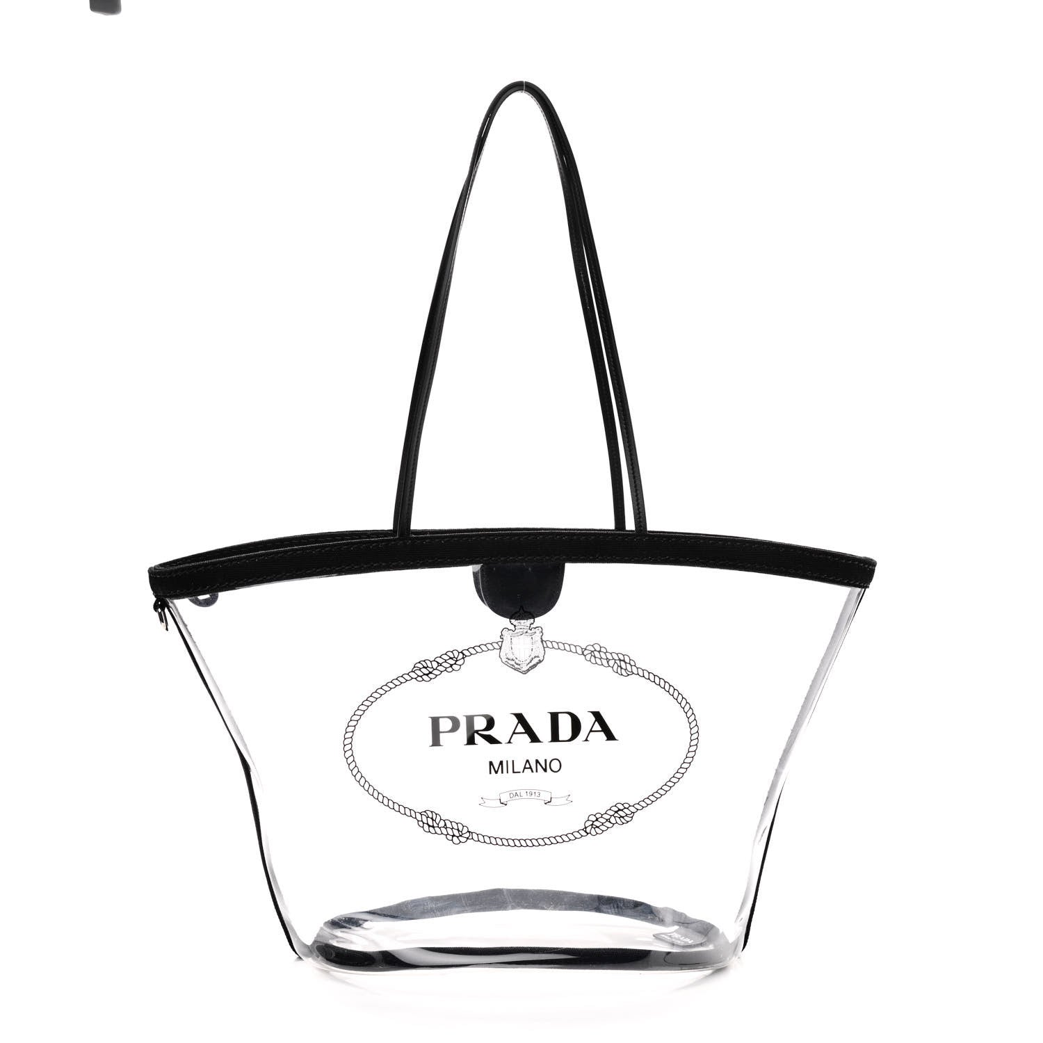 Prada Plexiglass Calfskin Small Shopper Tote Black 3 of 6