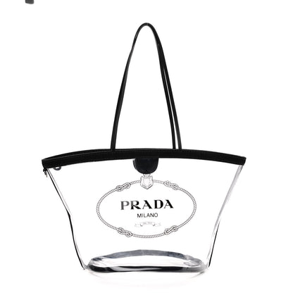 Prada Plexiglass Calfskin Small Shopper Tote Black 3 of 6