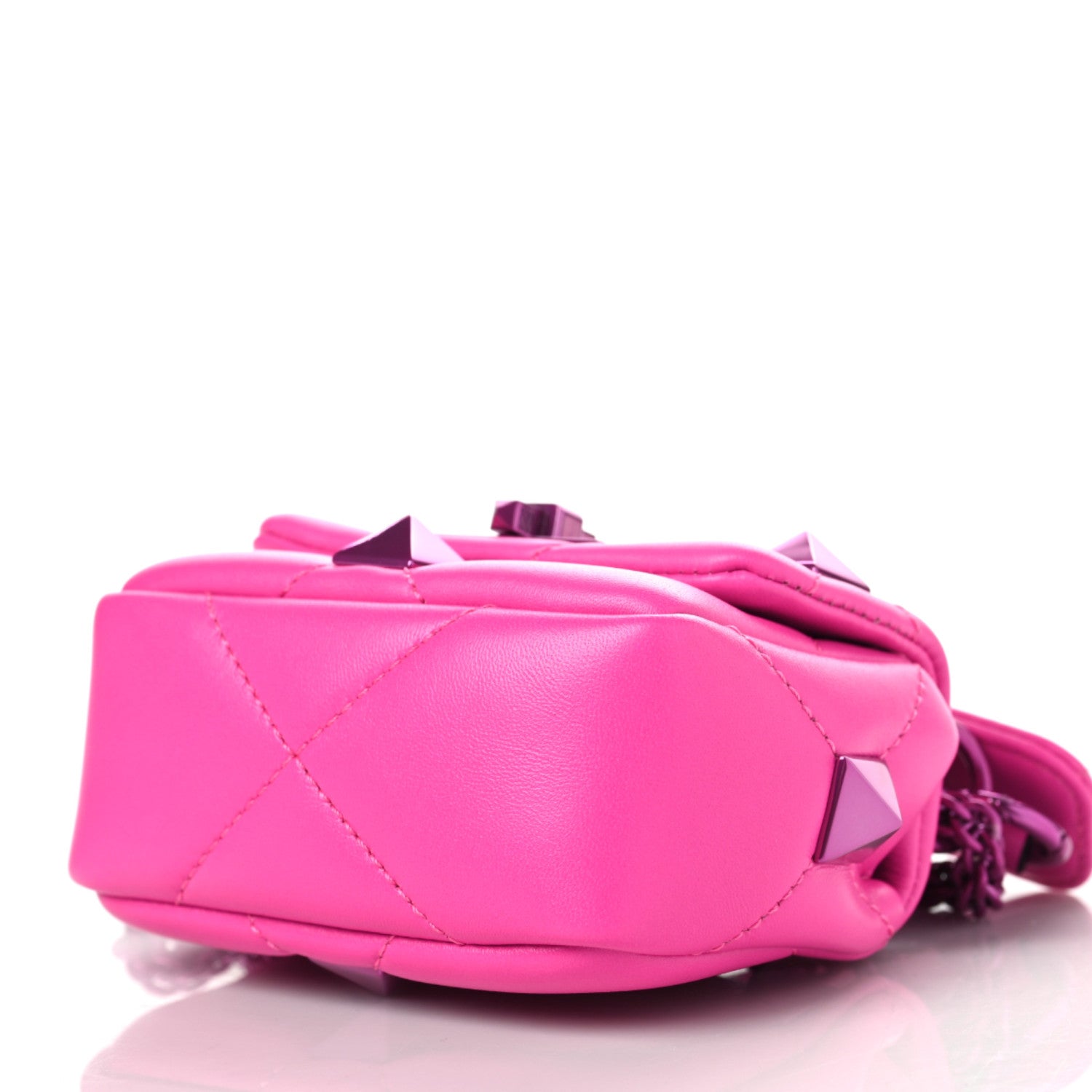 Valentino Garavani Nappa Lacquer Monochrome Mini Roman Stud Shoulder Bag Pink PP 7 of 7