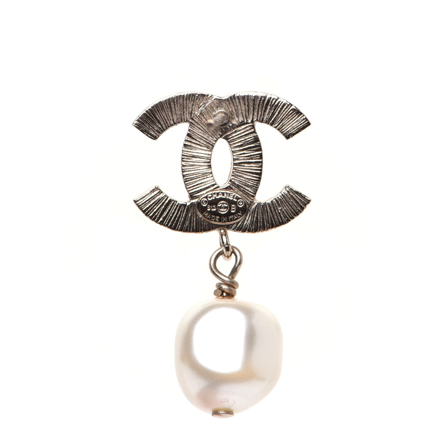 Pearl Enamel CC Drop Earrings Black Gold