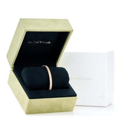 Van Cleef & Arpels 18K Rose Gold Diamond Perlee 1-Row Bangle Bracelet L 4 of 4