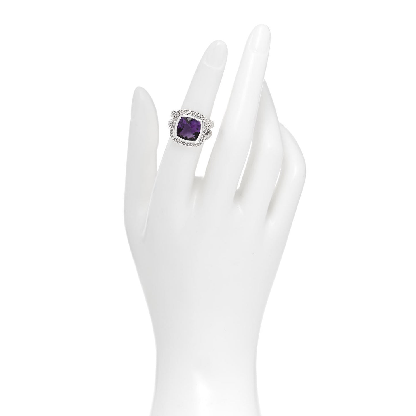 Sterling Silver Diamond Amethyst 11mm Albion Ring 50 5.5