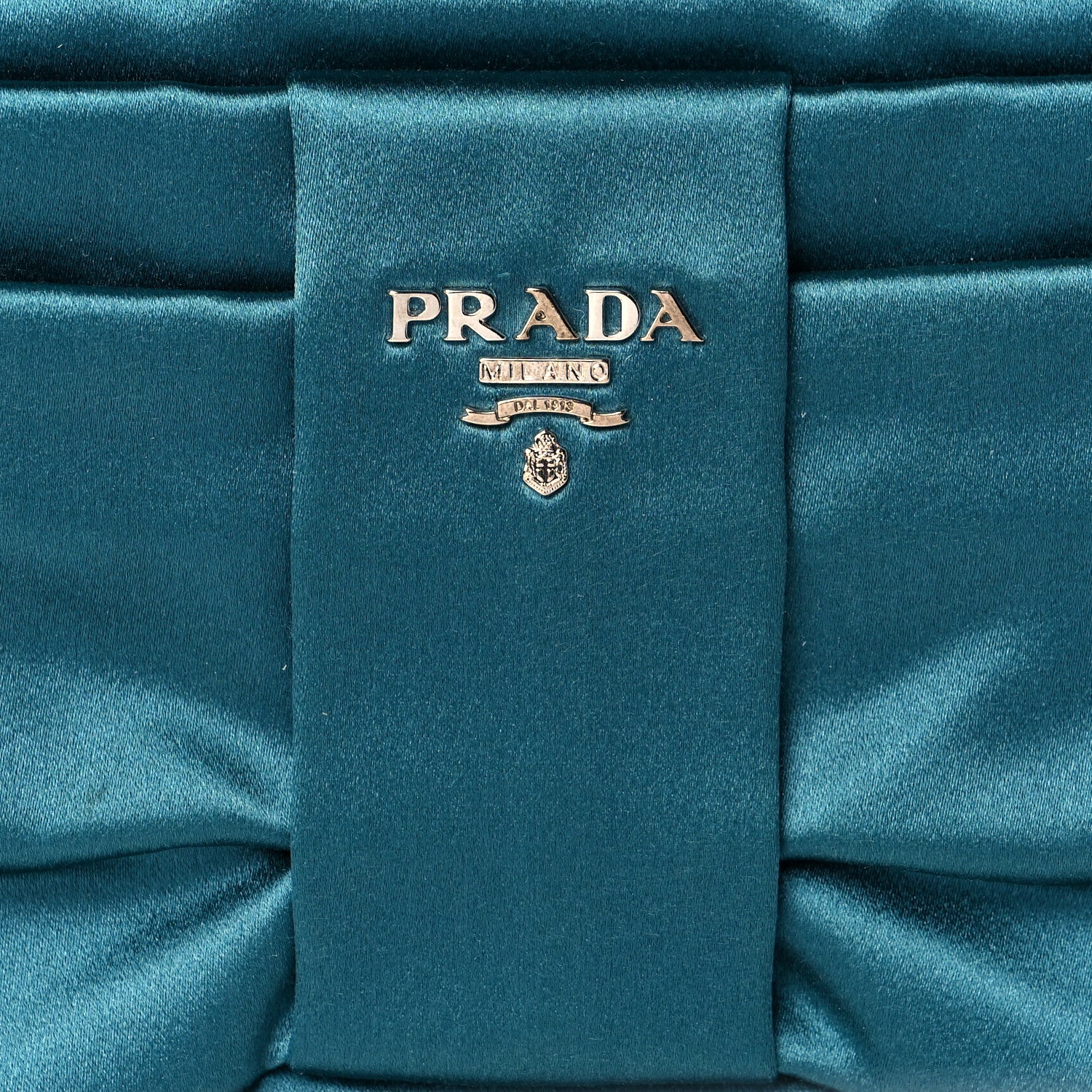 Prada Satin Rasso Bow Pochette Clutch Turchese 7 of 9