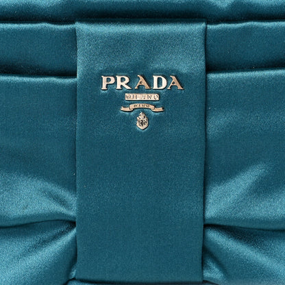Prada Satin Rasso Bow Pochette Clutch Turchese 7 of 9
