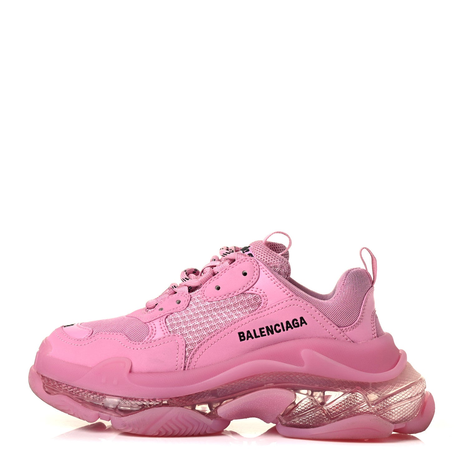 Balenciaga Fabric Mesh Clear Sole Womens Triple S Sneakers 38 Pink 1 of 12