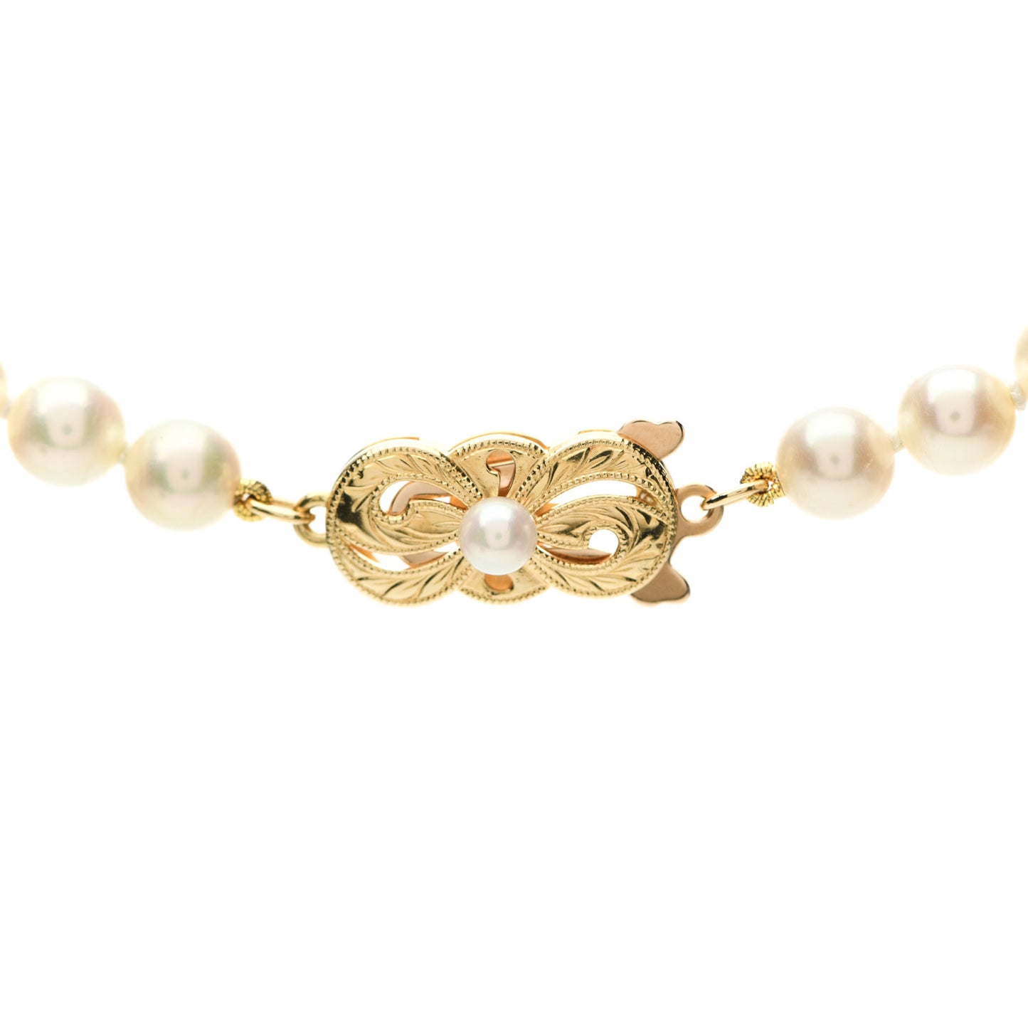 18K Yellow Gold Akoya Pearl 6.5-7mm Strand Necklace 15.5"