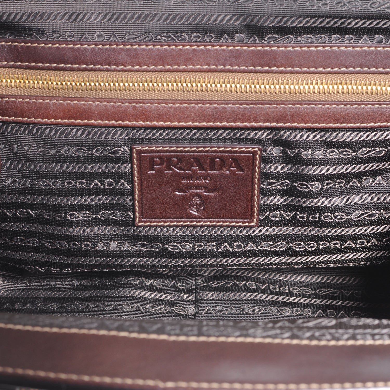 Prada Jacquard Logo Frame Tote Brown 6 of 7