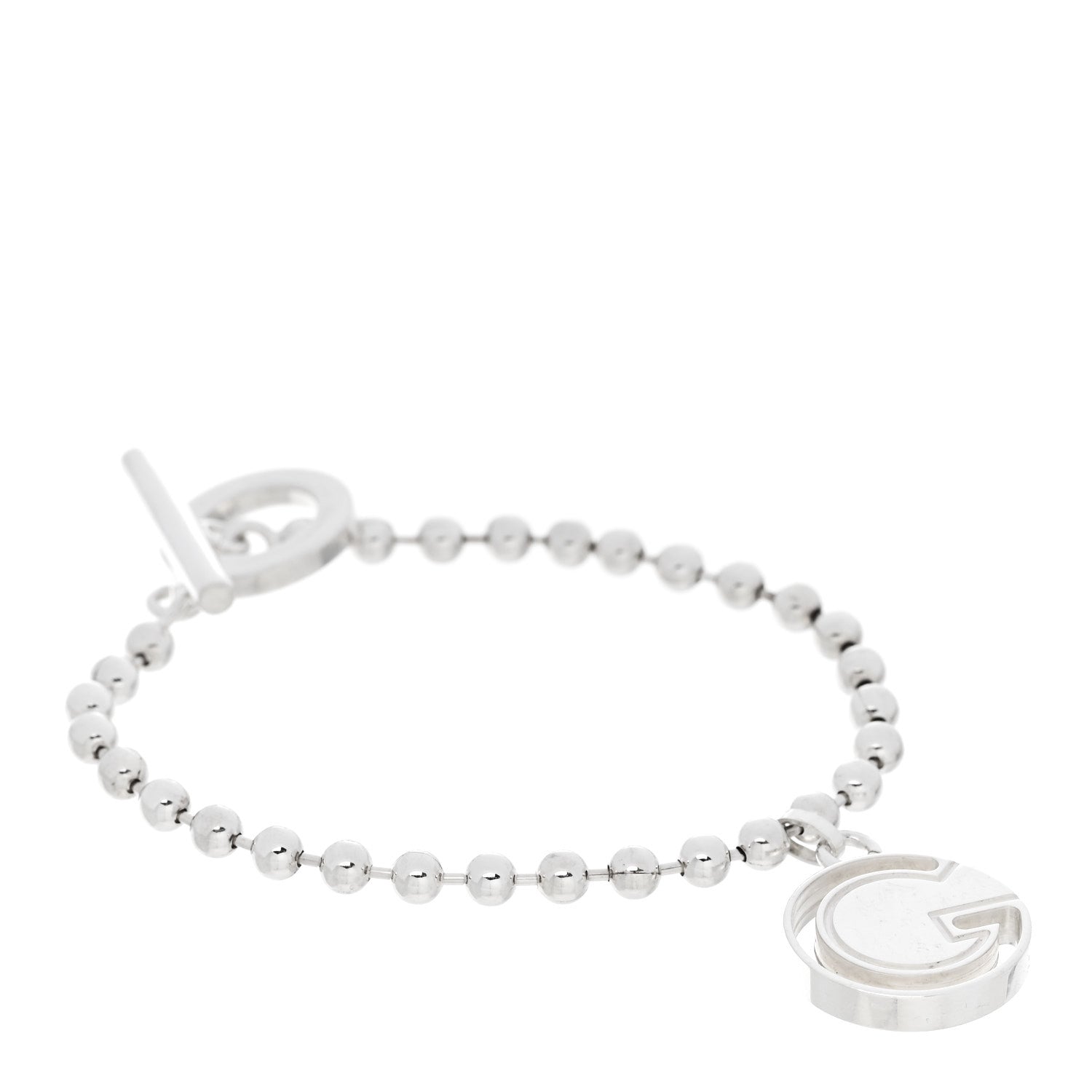 Gucci Sterling Silver Boule Bead Charm Toggle Bracelet 1 of 4