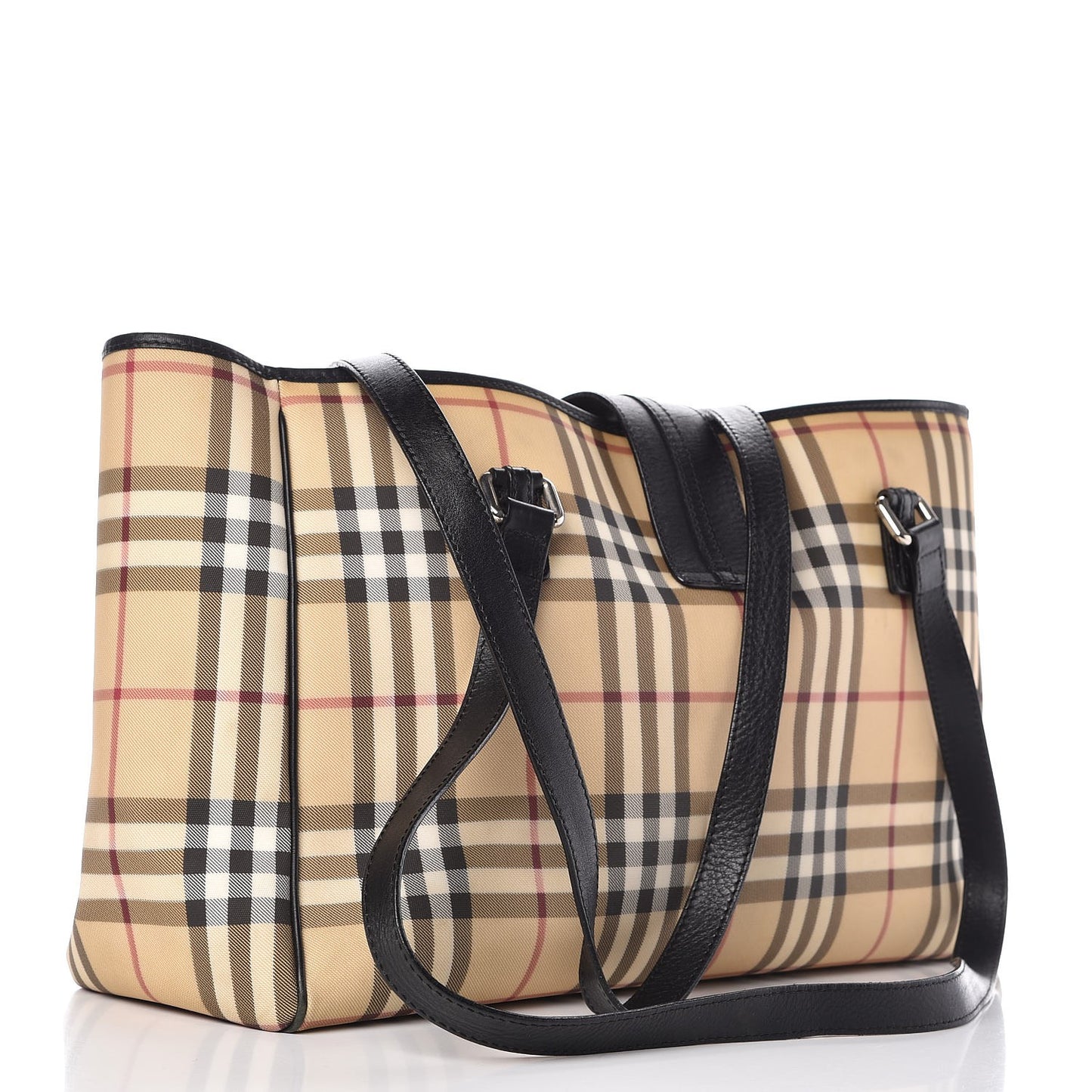 House Check Buckle Tote Black