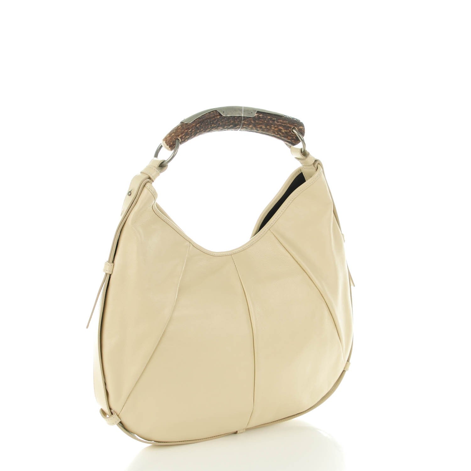 Saint Laurent Calfskin Mombasa Horn Hobo Off White 3 of 7
