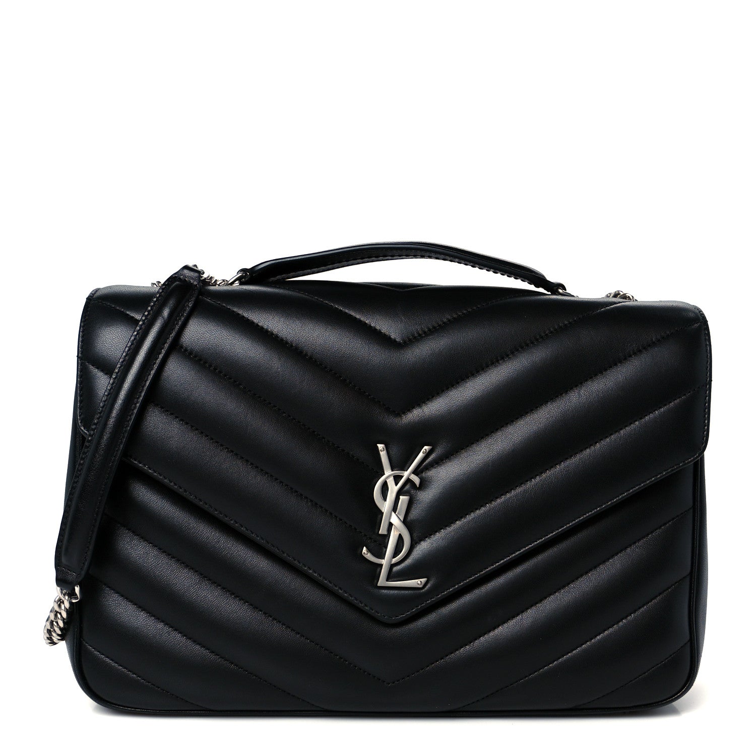 Saint Laurent Lambskin Quilted Monogram Large LouLou Black 1 of 14