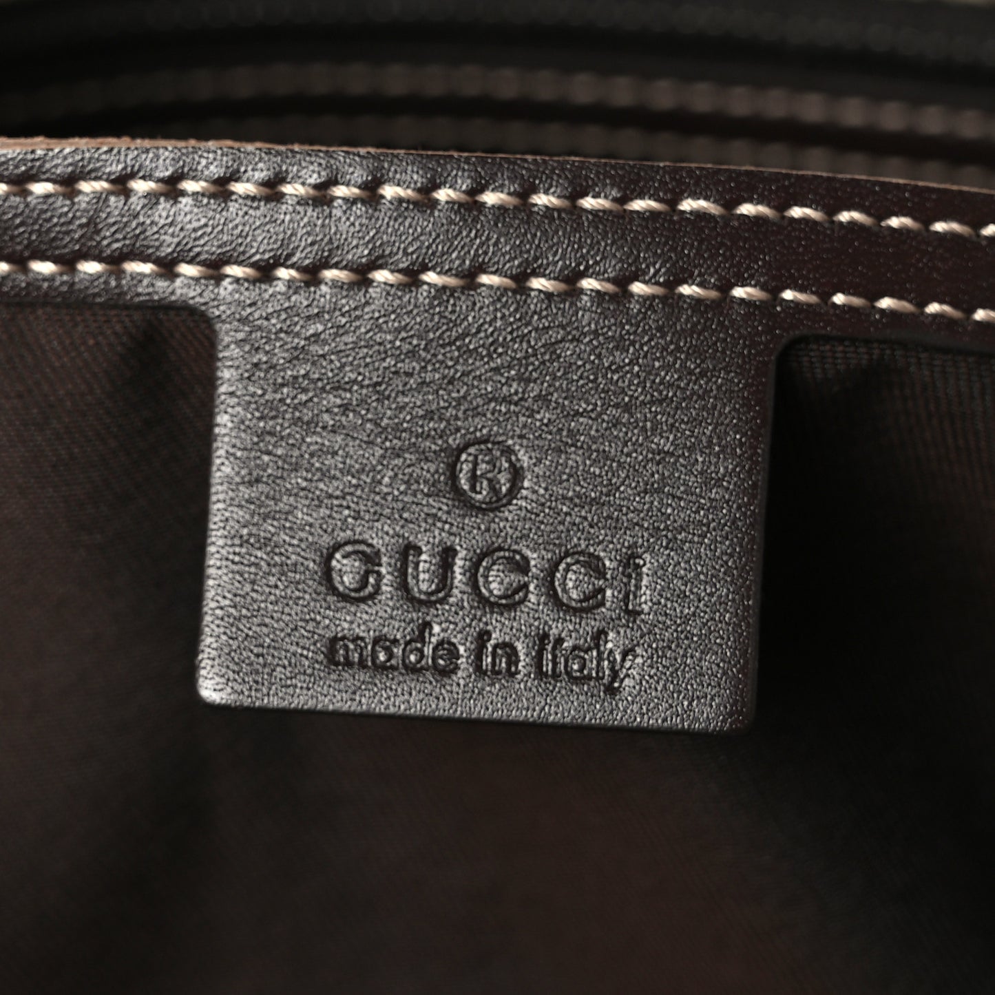 GG Supreme Monogram Medium Zippered Shopping Tote Dark Brown