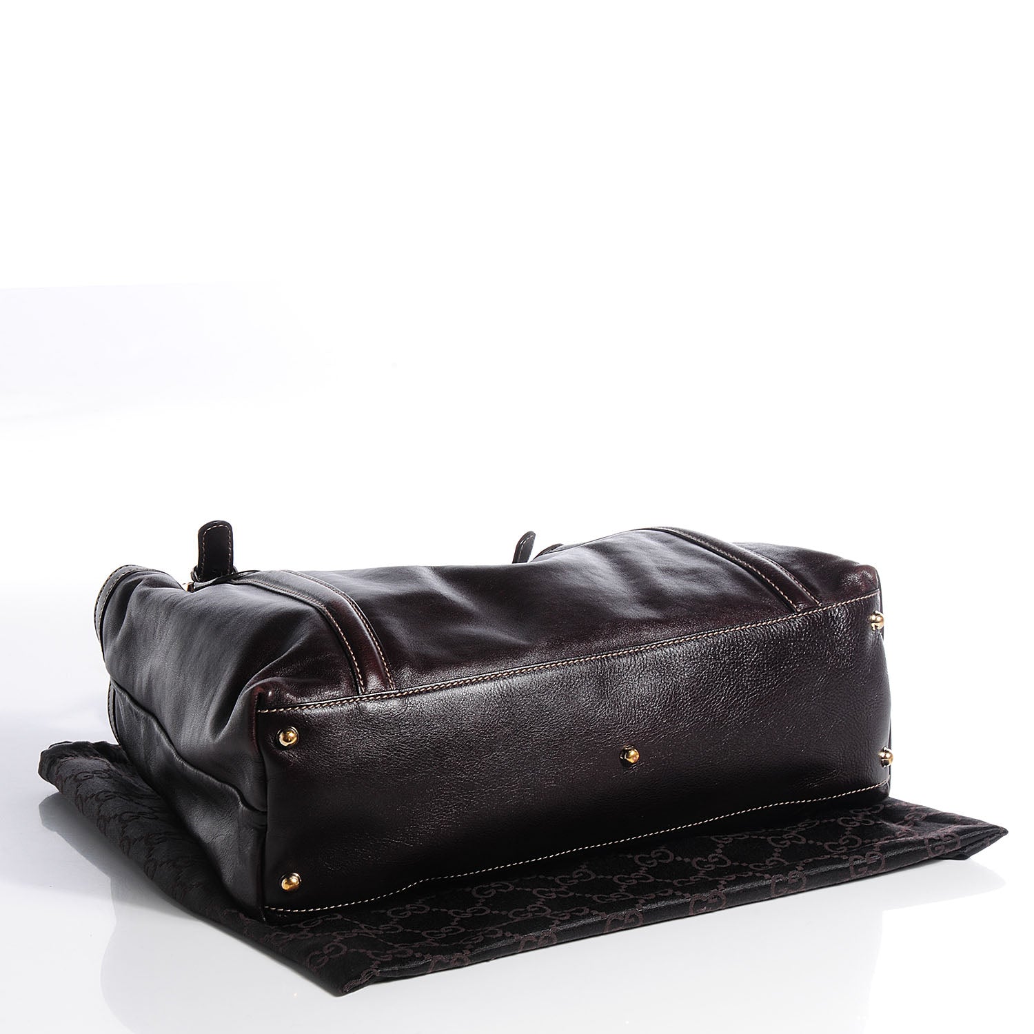 Gucci Leather Medium Britt Tote Dark Brown 4 of 7