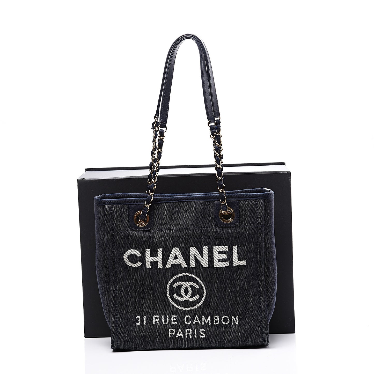 Denim Mini Deauville Tote Dark Blue