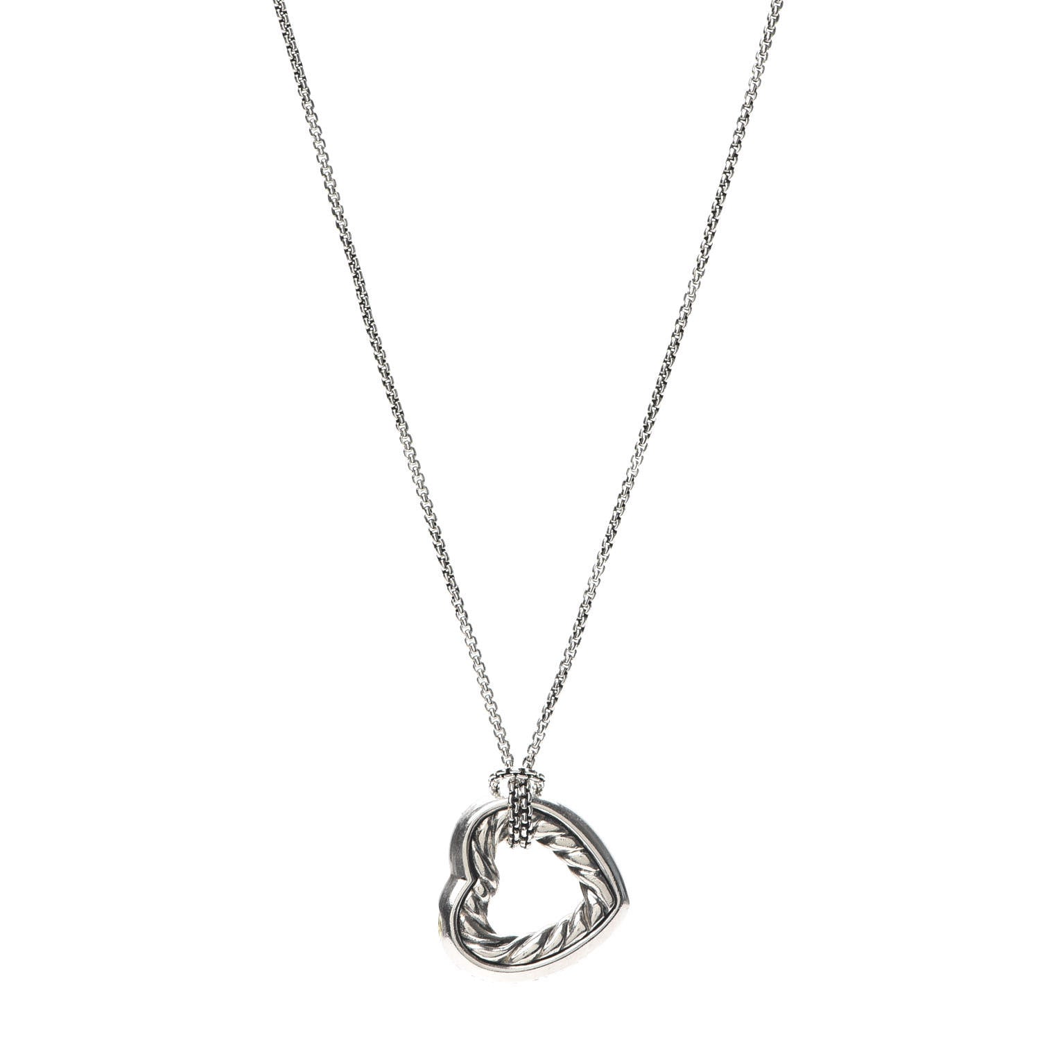 David Yurman Sterling Silver 18K Yellow Gold Open Heart Cable Necklace 1 of 5