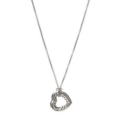 David Yurman Sterling Silver 18K Yellow Gold Open Heart Cable Necklace 1 of 5