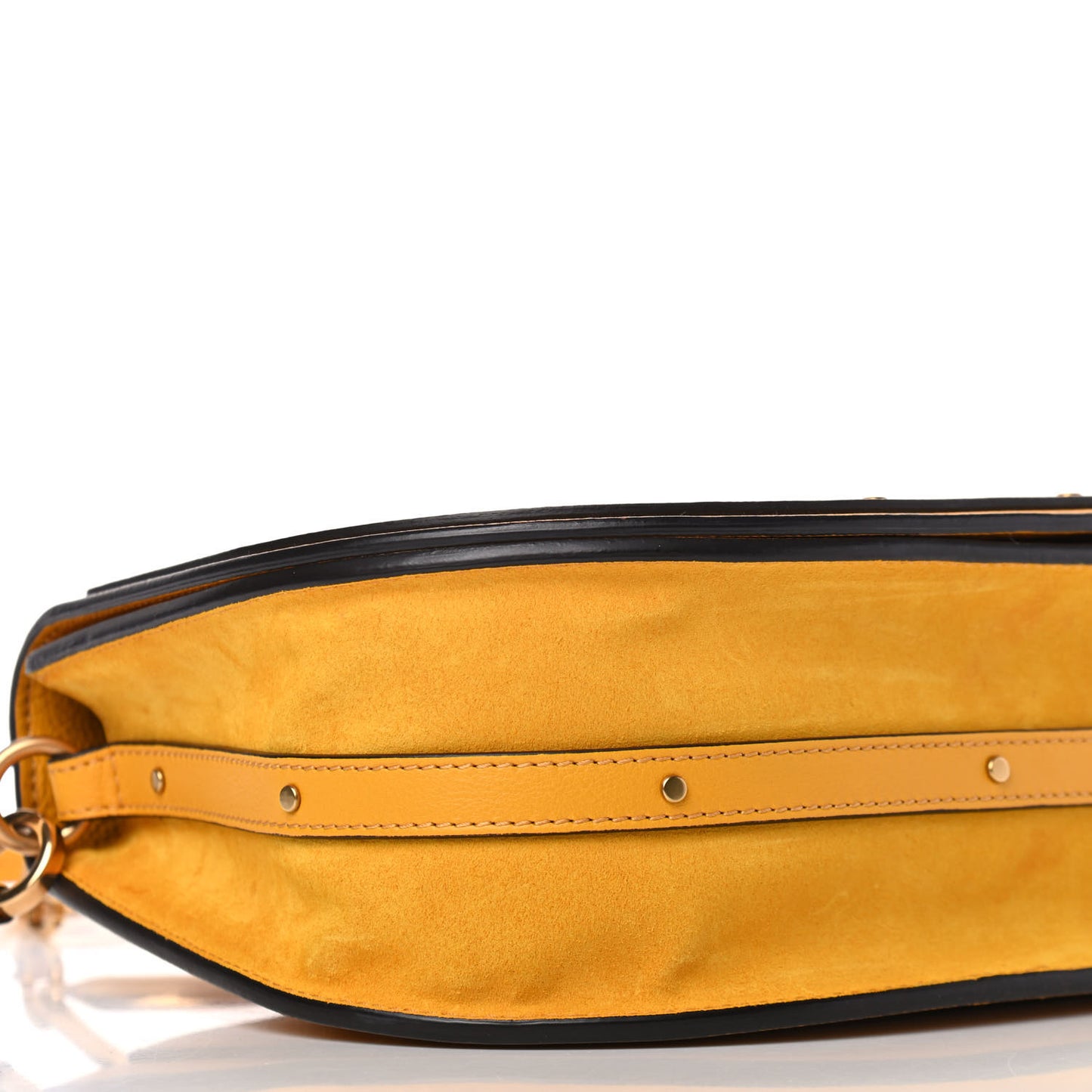 Calfskin Suede Medium Nile Bracelet Bag Dark Ochre