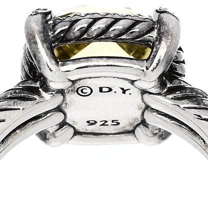 David Yurman Sterling Silver Diamond Lemon Citrine 9mm Chatelaine Pave Bezel Ring 50 5.5 5 of 5