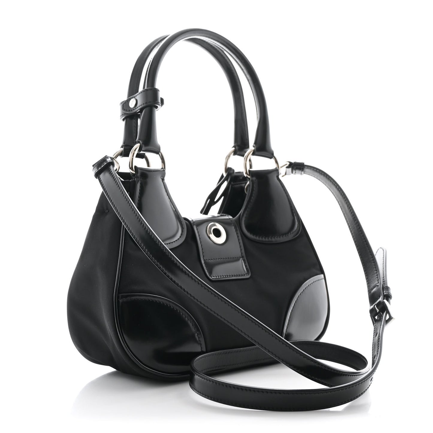 Re-Nylon Spazzolato Re-Edition 2002 Moon Bag Black