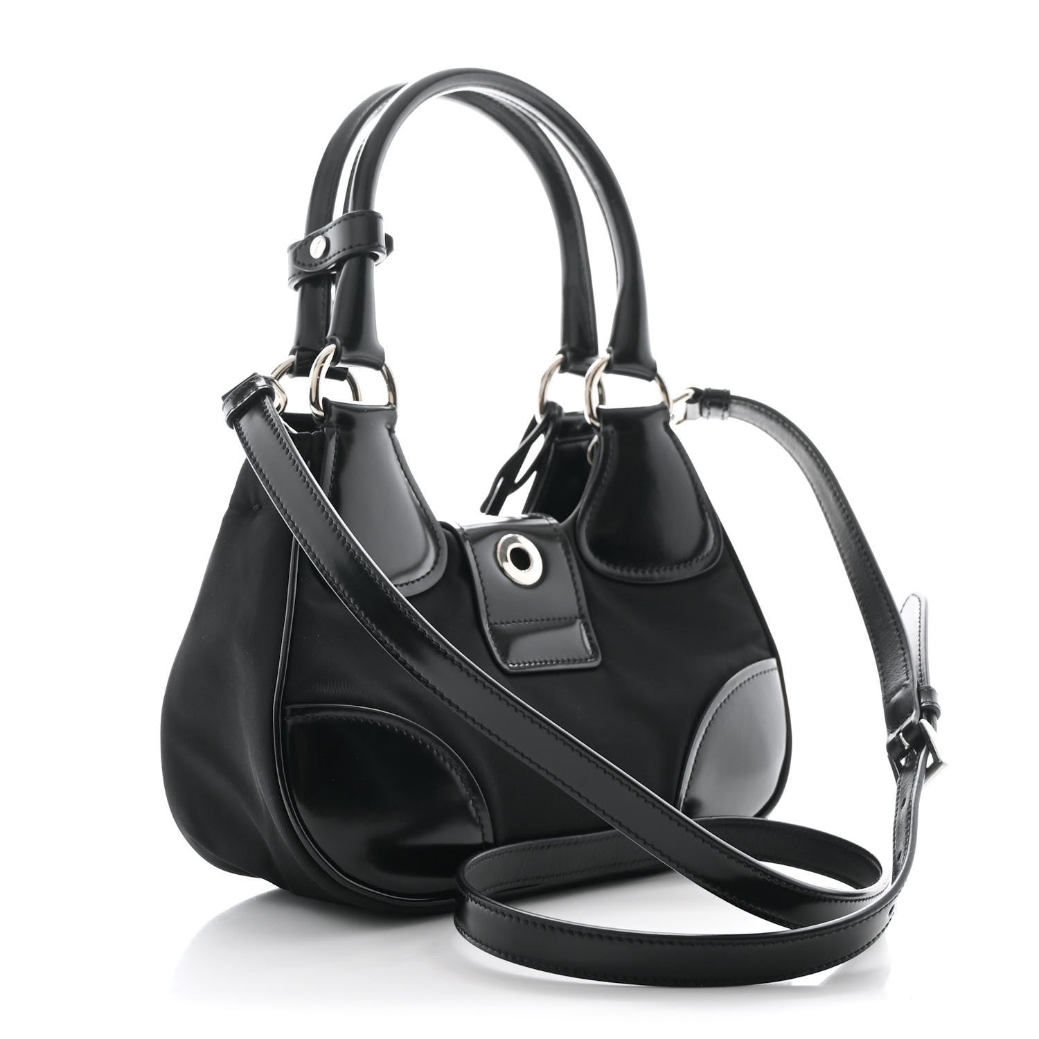 Prada Re-Nylon Spazzolato Re-Edition 2002 Moon Bag Black 3 of 10