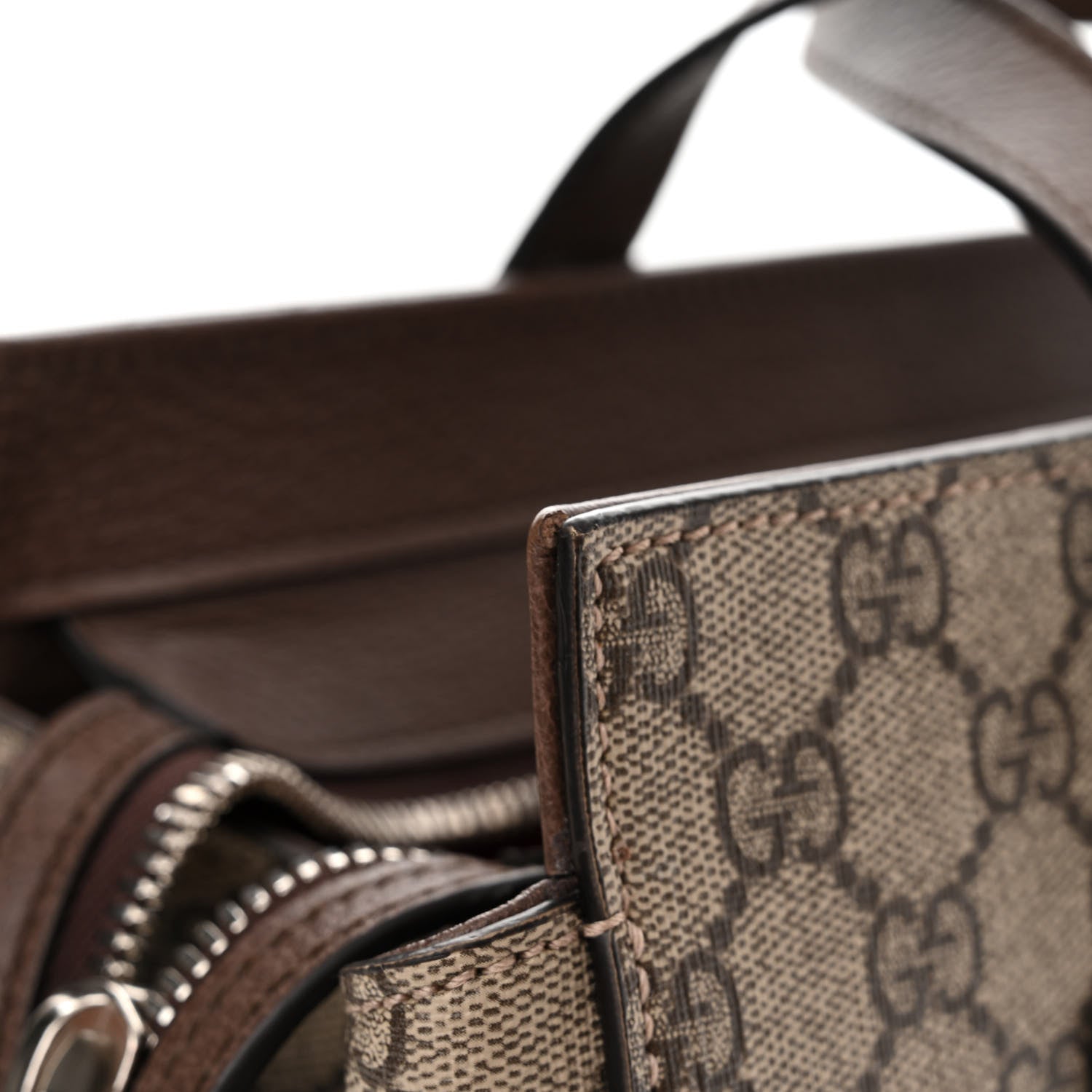 Gucci GG Supreme Monogram Textured Dollar Calfskin Small Detail Tote Beige Ebony New Acero 11 of 12