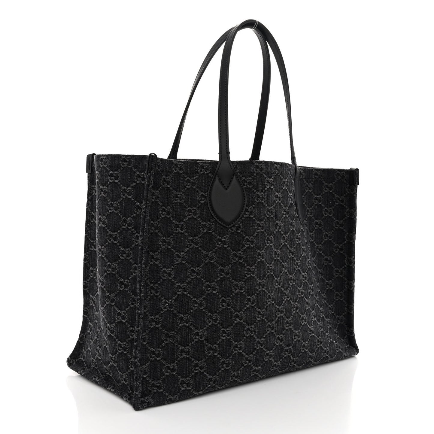 Denim Ophidia GG Monogram Large Tote Black Grey