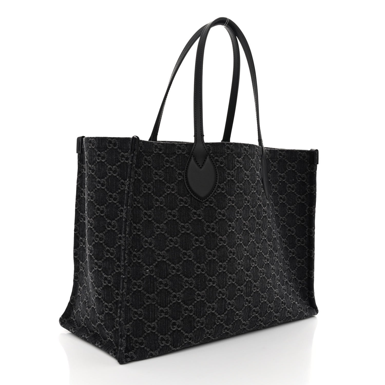 Gucci Denim Ophidia GG Monogram Large Tote Black Grey 4 of 12