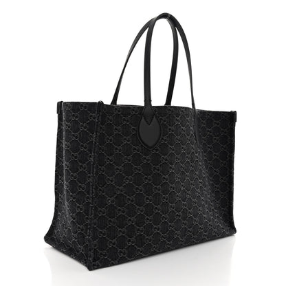 Gucci Denim Ophidia GG Monogram Large Tote Black Grey 4 of 12