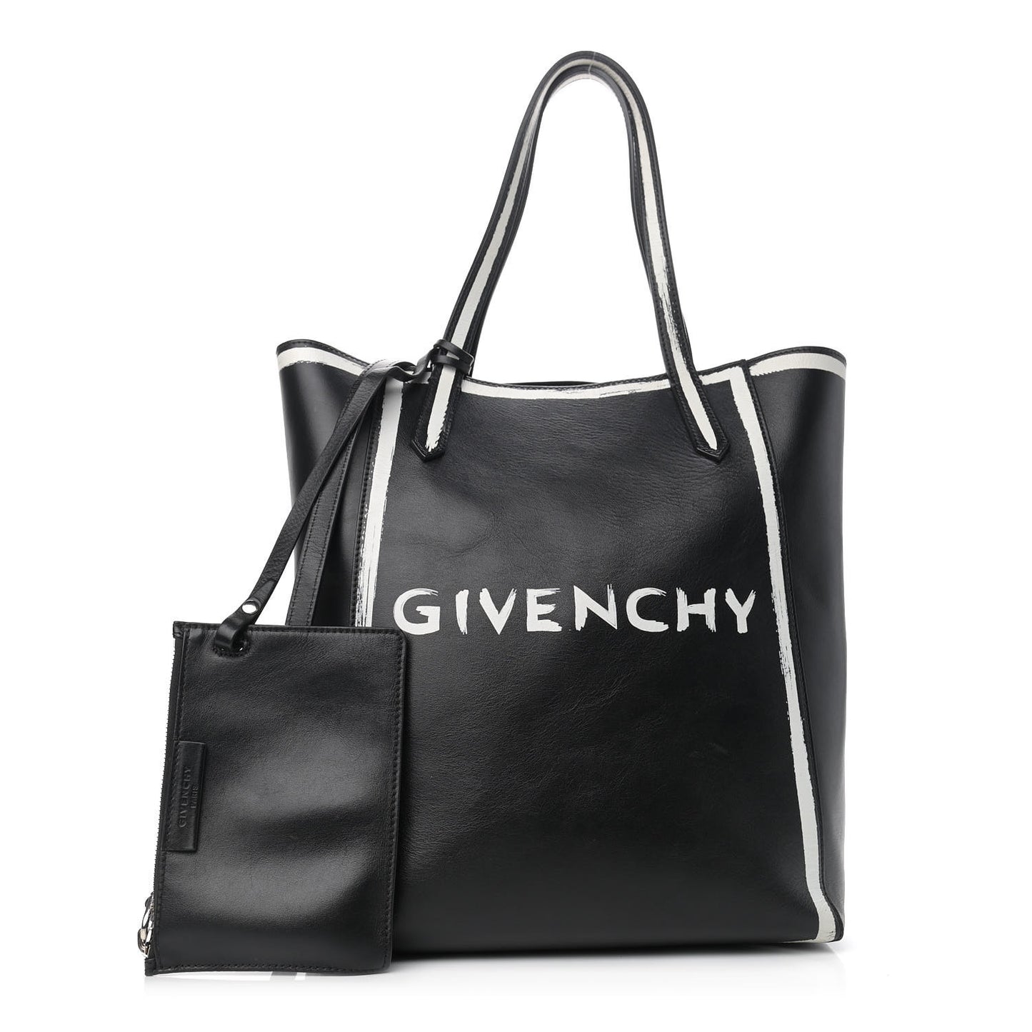 Calfskin Logo Print Medium Stargate Shopper Tote Black