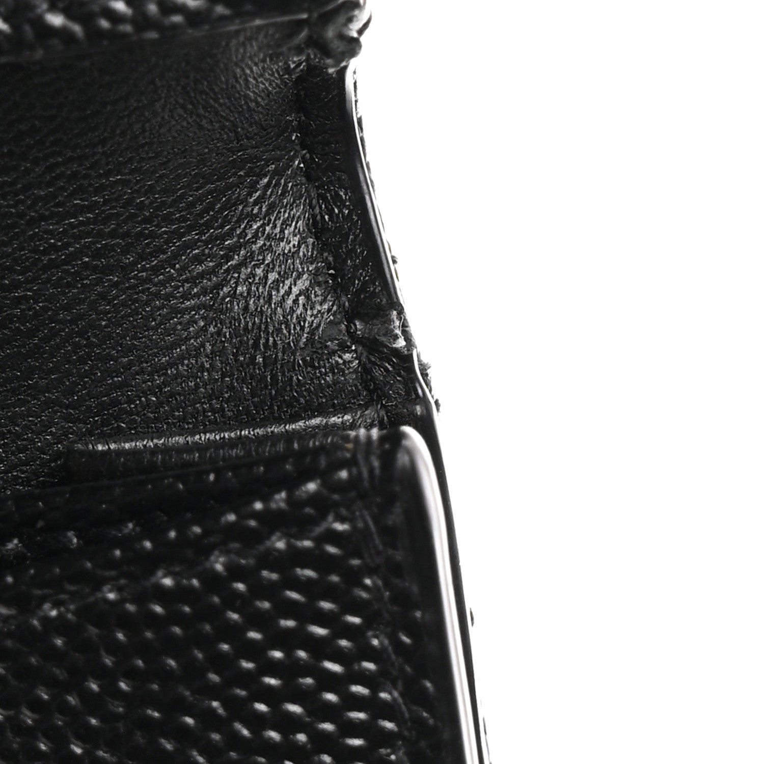 Saint Laurent Grain De Poudre Matelasse Chevron Monogram Flap Card Case Black 10 of 11