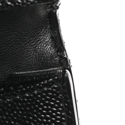 Saint Laurent Grain De Poudre Matelasse Chevron Monogram Flap Card Case Black 10 of 11
