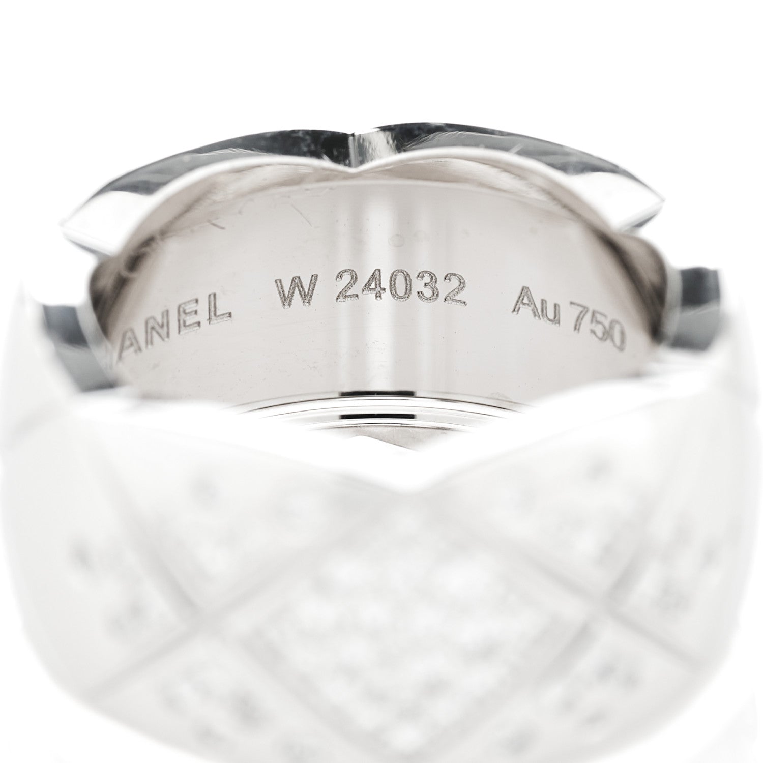 Chanel 18K White Gold Diamond Large Coco Crush Ring 52 6 5 of 7