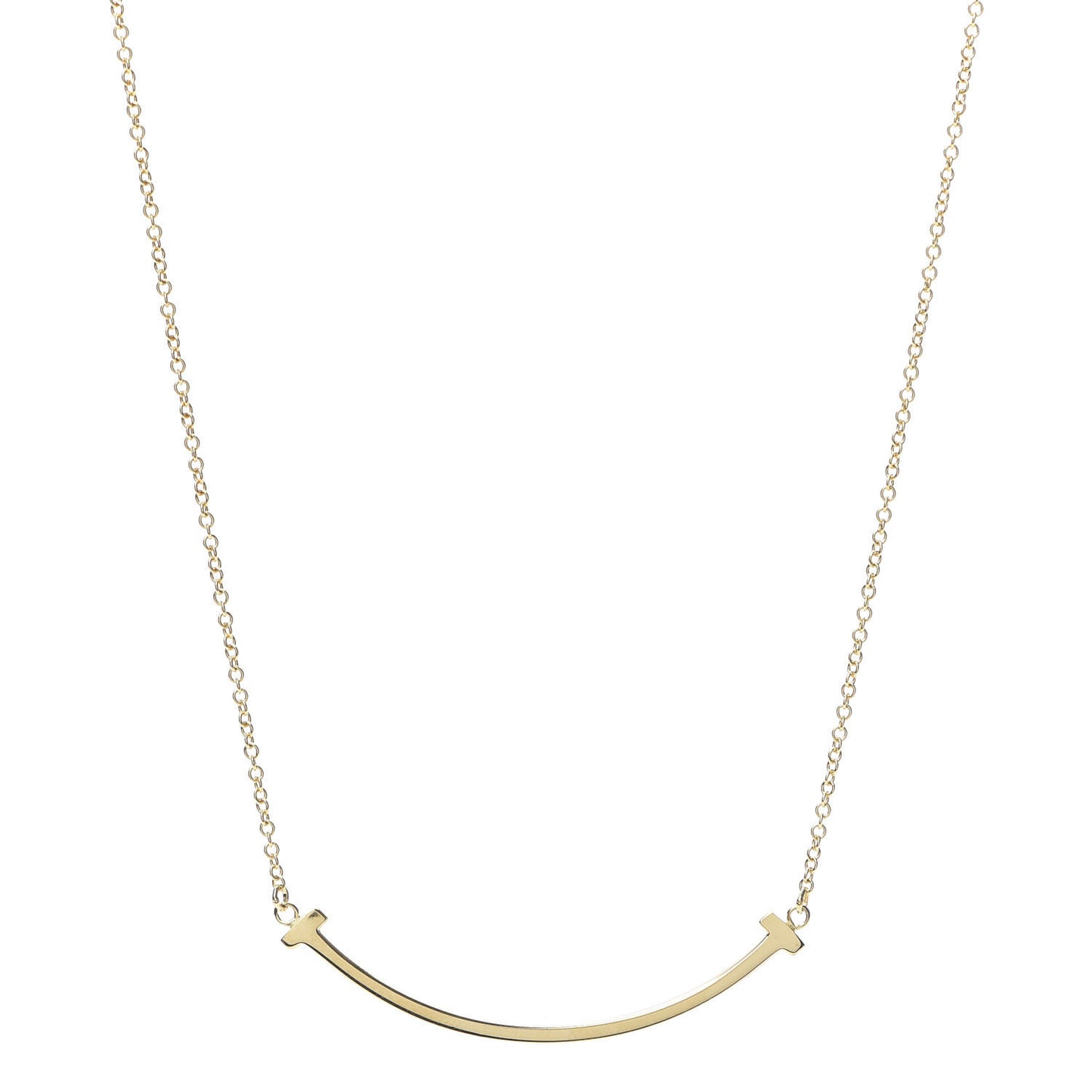 18K Yellow Gold Small T Smile Pendant Necklace
