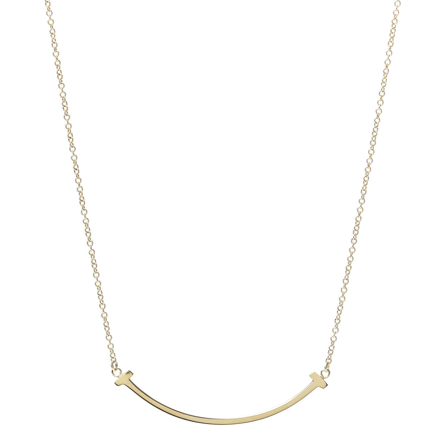 Tiffany 18K Yellow Gold Small T Smile Pendant Necklace 1 of 6