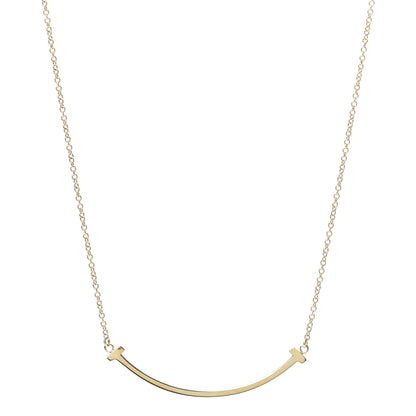 Tiffany 18K Yellow Gold Small T Smile Pendant Necklace 1 of 6