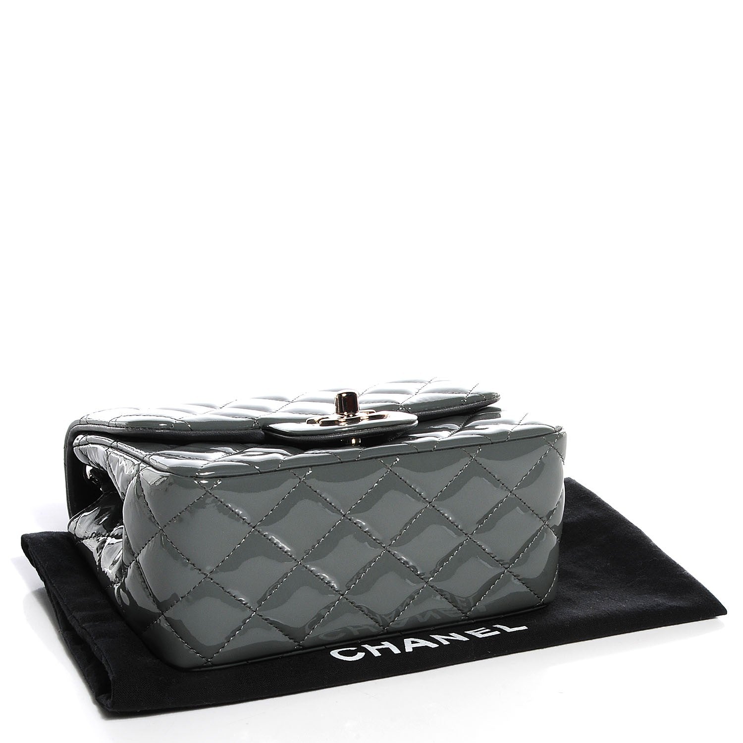 Chanel Patent Mini Square Flap Grey 4 of 8