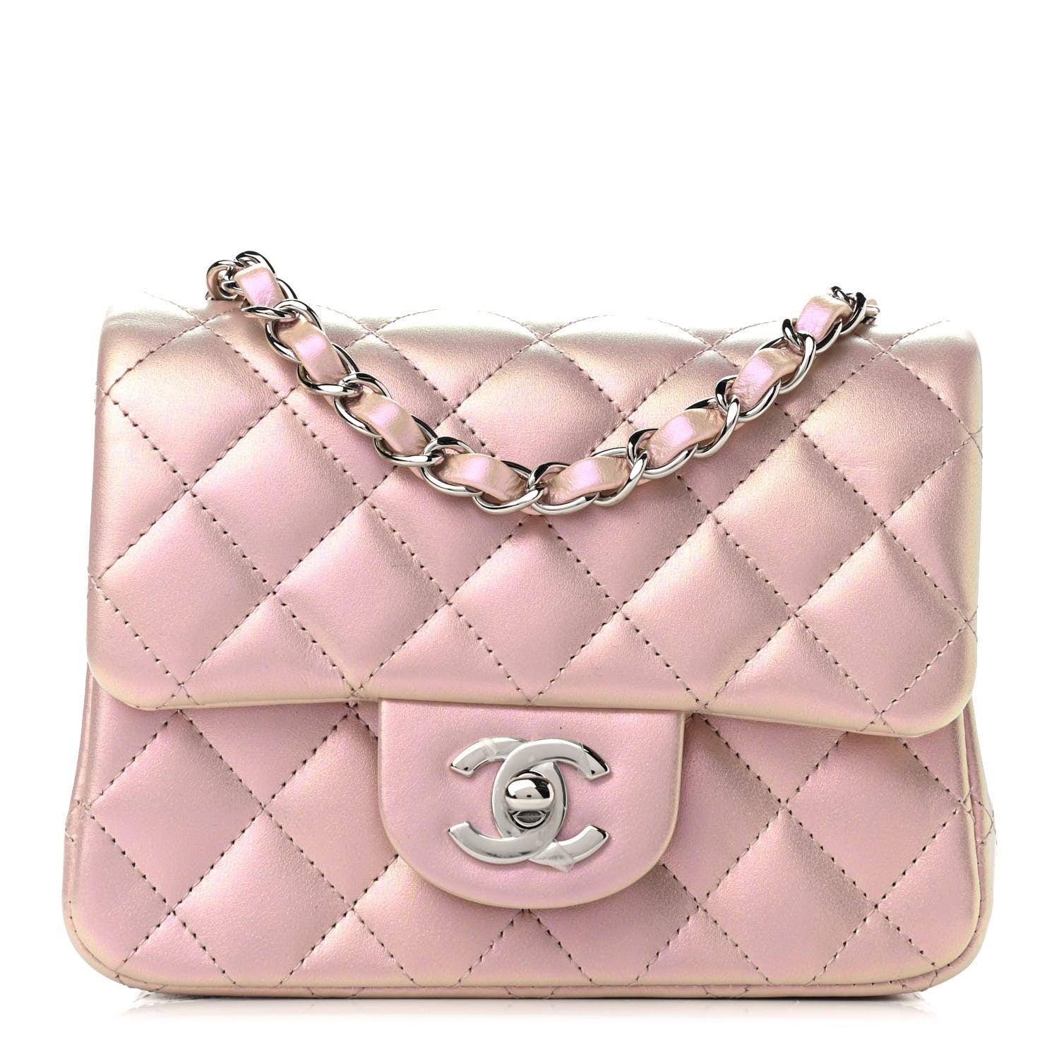Chanel Iridescent Lambskin Quilted Mini Square Flap Pink 1 of 9