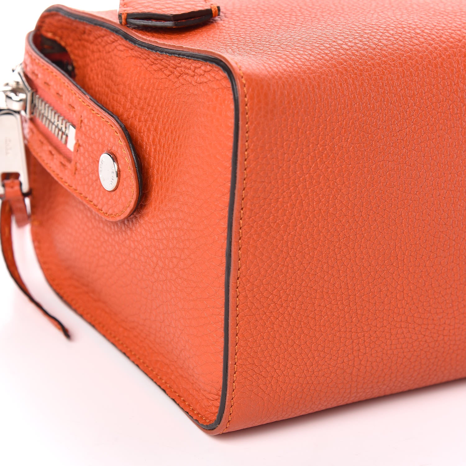 Fendi Calfskin Romano Selleria Lei Boston Tote Dark Orange 5 of 9