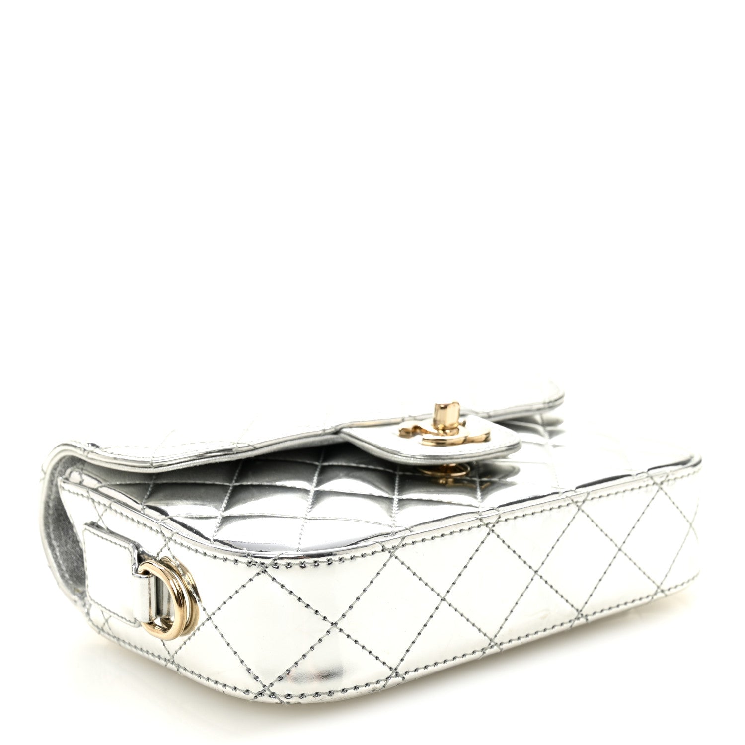 Chanel Mirror Calfskin Metallic Calfskin Quilted Hollywood Boulevard Mini Flap With Star Coin Purse Silver 4 of 10