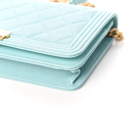 Chanel Caviar Quilted Boy Wallet On Chain WOC Light Blue 9 of 11