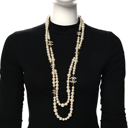 Chanel Pearl Multistrand CC Long Necklace Pearly White 2 of 6