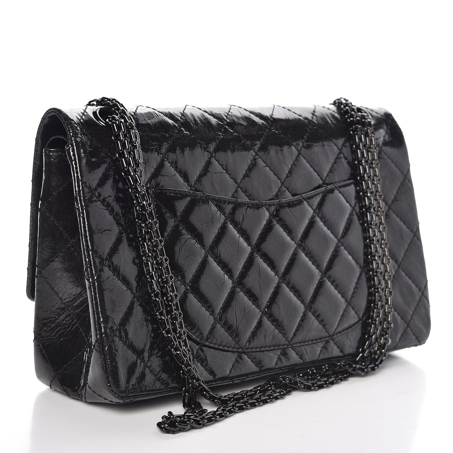 Distressed Patent Quilted 2.55 Reissue 226 Flap Black